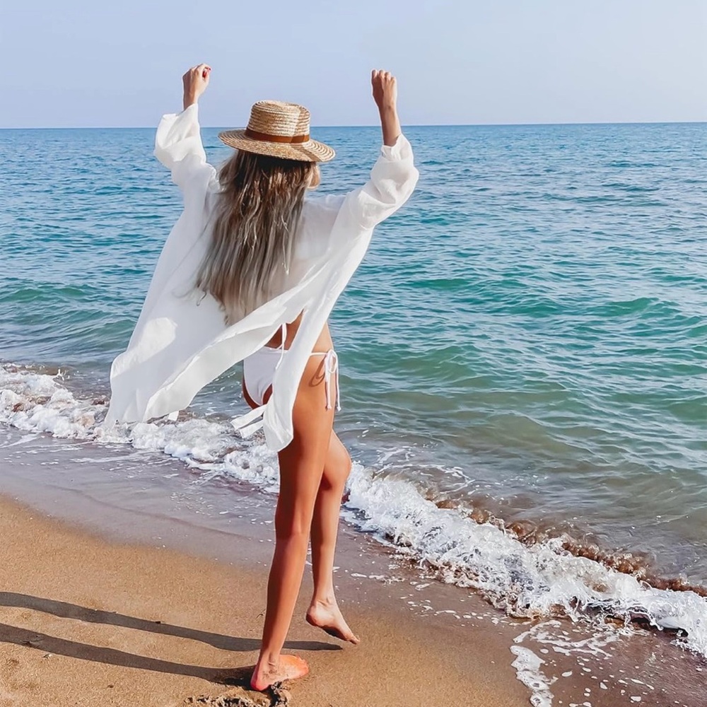 Women Button Down Beach Shirt Cover Up